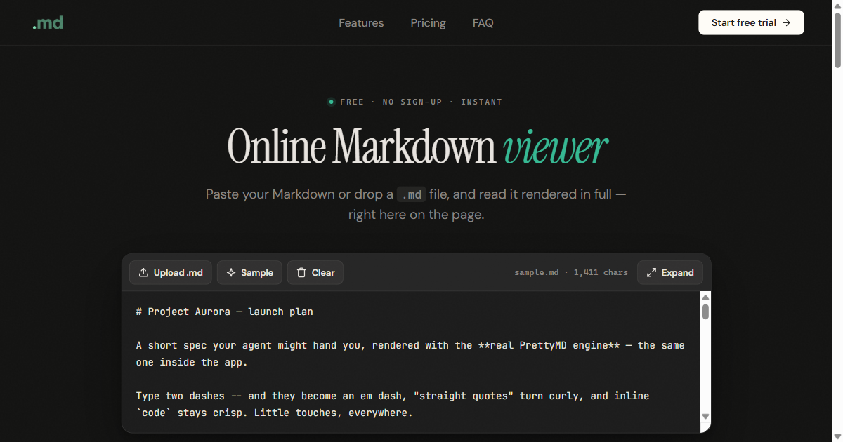 Online Markdown Viewer — View & Render .md Files Free | PrettyMD